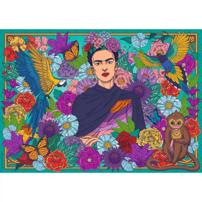Puzle - Frida Kahlo paradīze: Papagaiļi, pērtiķi 1000 gabali