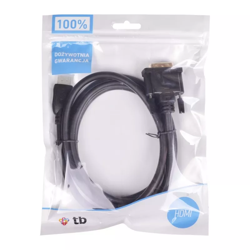 TB HDMI-DVI-kabelis 1,8 M. gold-braided, DVI 24 + 1