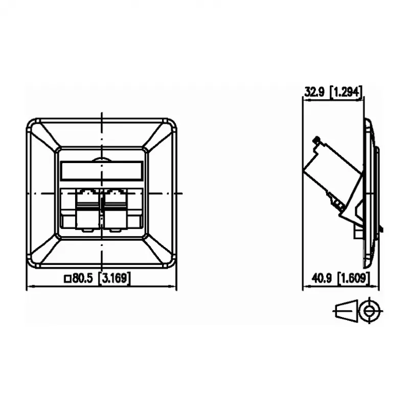 METZ CONNECT BTR E-DAT Module 8/8(8) UP - Connection Socket, Flush-Mount - RJ-45 X 2 - Pure White, RAL 9010 (1309121002-E)