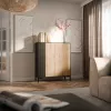 Cama MERCI kumode 100 x 40 x 129 cm melns/artisan ozols