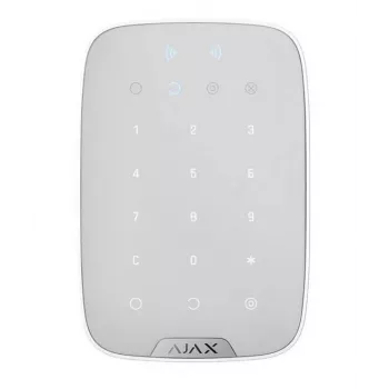 Bezvadu tastatūra Ajax WRL/PLUS balta — modelis 38253, pie sienas stiprināma piekļuves kontroles tastatūra