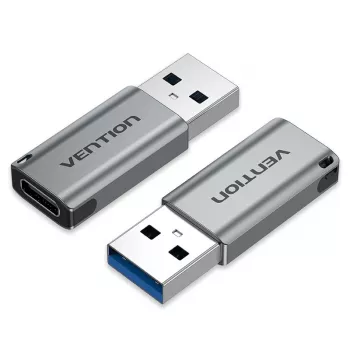 Vention USB 3.0 vīrišķā uz USB-C sievišķo pāreja pelēka alumīnija sakausējuma tips