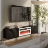 Cama RTV skapis TULA 183x35x37 melns matēts + balts kamīns