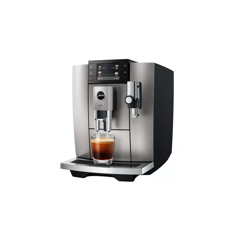 Espresso kafijas automāts JURA E8 Pilnībā automātisks 1,9 L Sudraba — 15 bāri, 3,5 collu displejs, dzirnaviņas, piena putotājs