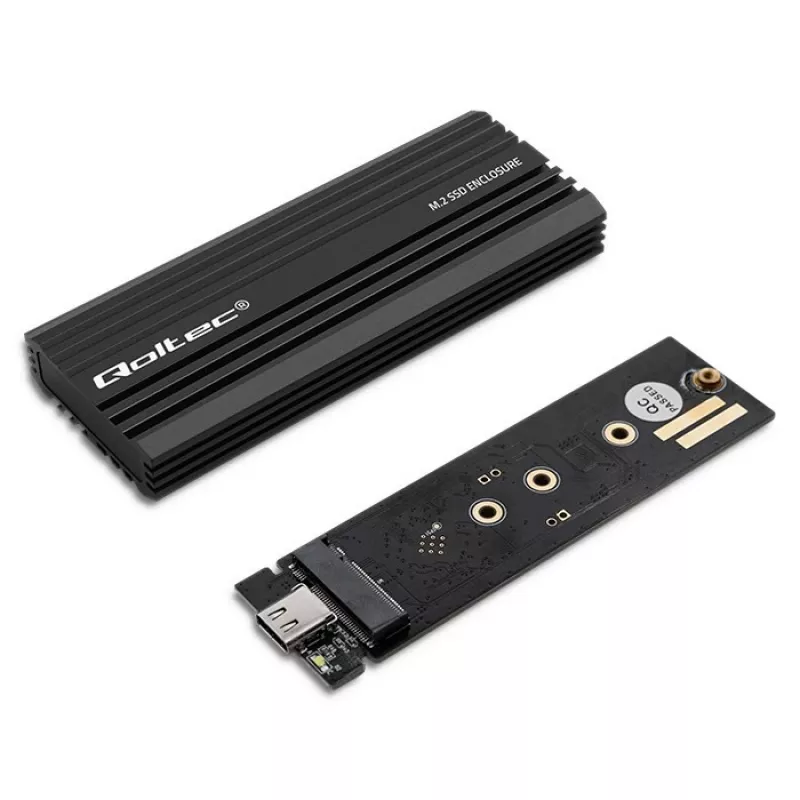 Ārējais SSD korpuss QOLTEC NV2270 M.2 SATA/NVMe diskdziņiem, USB-C, līdz 2 TB