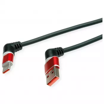 ROLINE USB 2.0 kabelis Type-C - Type-A ST/ST 360° rotējošs melns sarkans 1 m 11.02. - Kabelis - Digitālais/Dati
