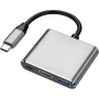 XtremeMac XWH-HUB3-13 klēpjdatoru dokstacija un portu replikators, vadu, USB Type-C, sudraba krāsā (XWH-HUB3-13)