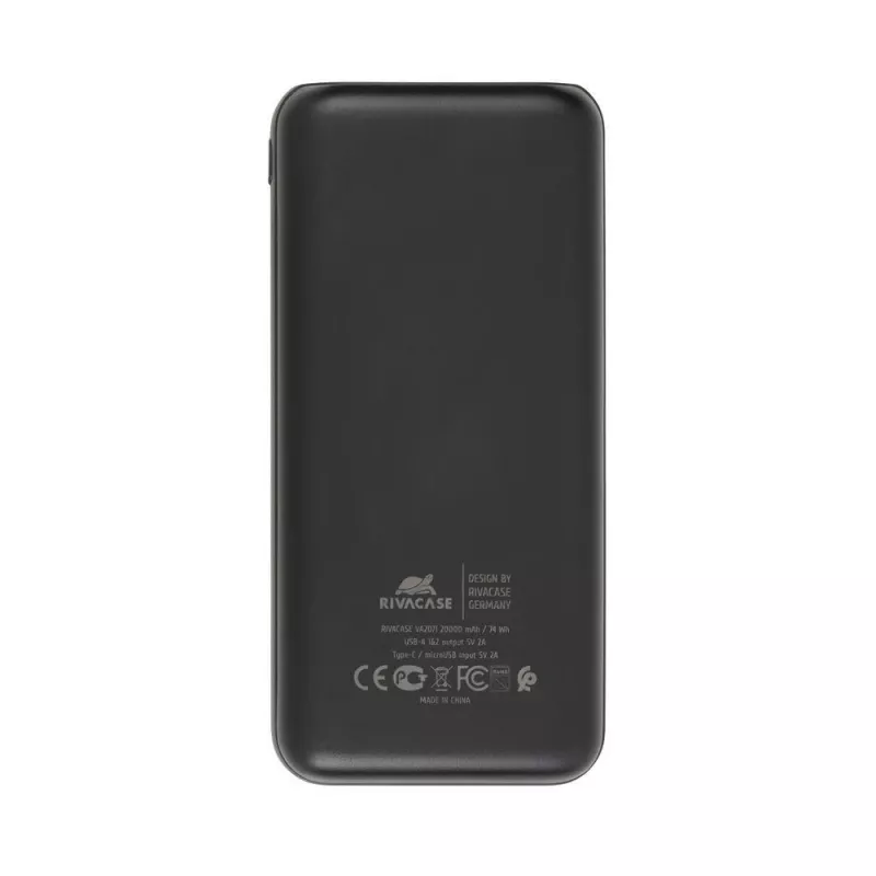 Ārējais akumulators USB 20000MAH/VA2071 melns Rivacase