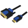 Video kabeļa adapteris LogiLink CHB3102 2m HDMI DVI-D Melns Zils