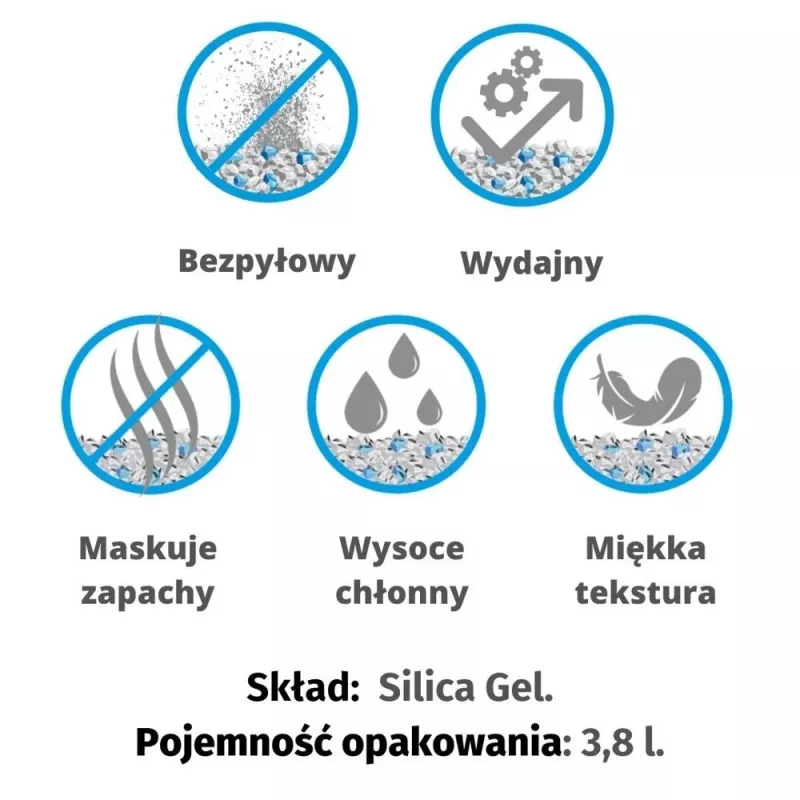 Kaķu pakaiši DIAMENTIQ Neutral salipstošas silikona granulas 30 L — bez smaržas, 1–6 mm