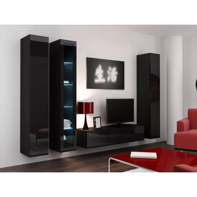 Cama Vitrīna VIGO '180' 180/40/30 melns/melns glancēts