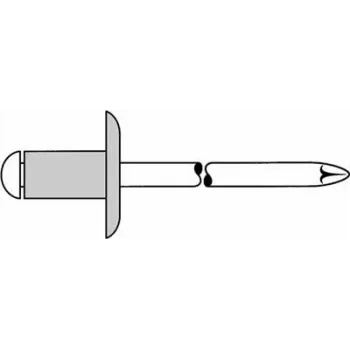Aklā kniede GESIPA 4x8 mm ar lielu atloku, tvēriens 3,0–5,0 mm, 500 gab. iepakojumā