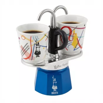 Plīts virsmas moka katliņš BIALETTI MINI EXPRESS komplekts Kandinsky dažādas krāsas, mazs espresso pagatavotājs
