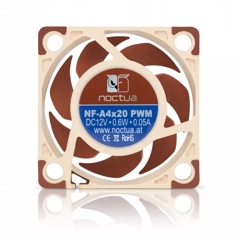 Ventilators Noctua NF-A4x20 PWM 40 mm, 4-pin PWM, 5–12 V, 1200–5000 RPM, 9.4 m³/h, 14.9 dB, 32×32 mm montāža