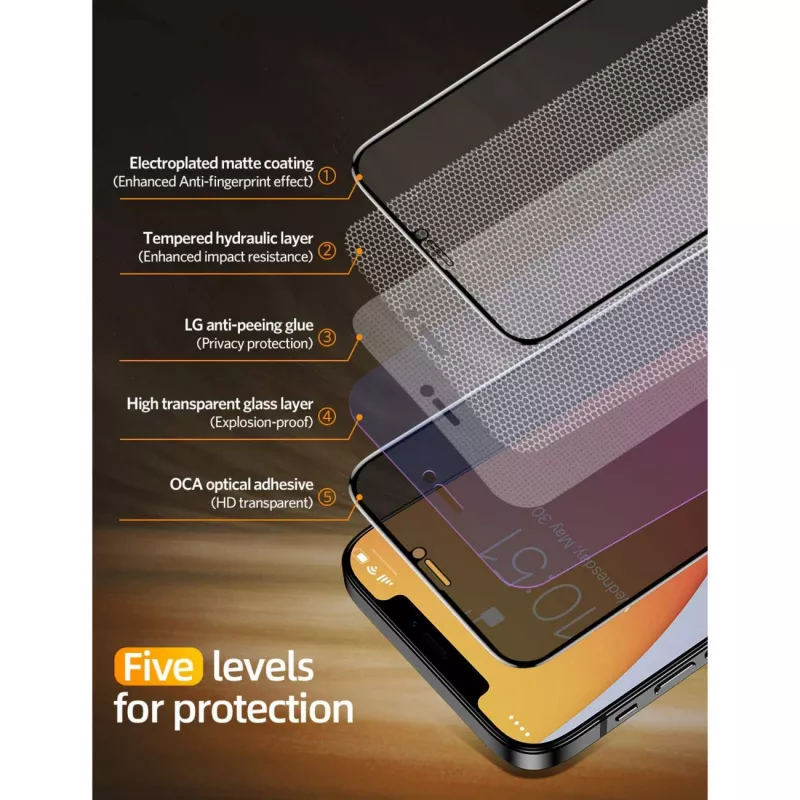 NEVOGLASS 3D PRIVACY, aizsargplēve caurspīdīga, iPhone 17 Pro / 16 Pro