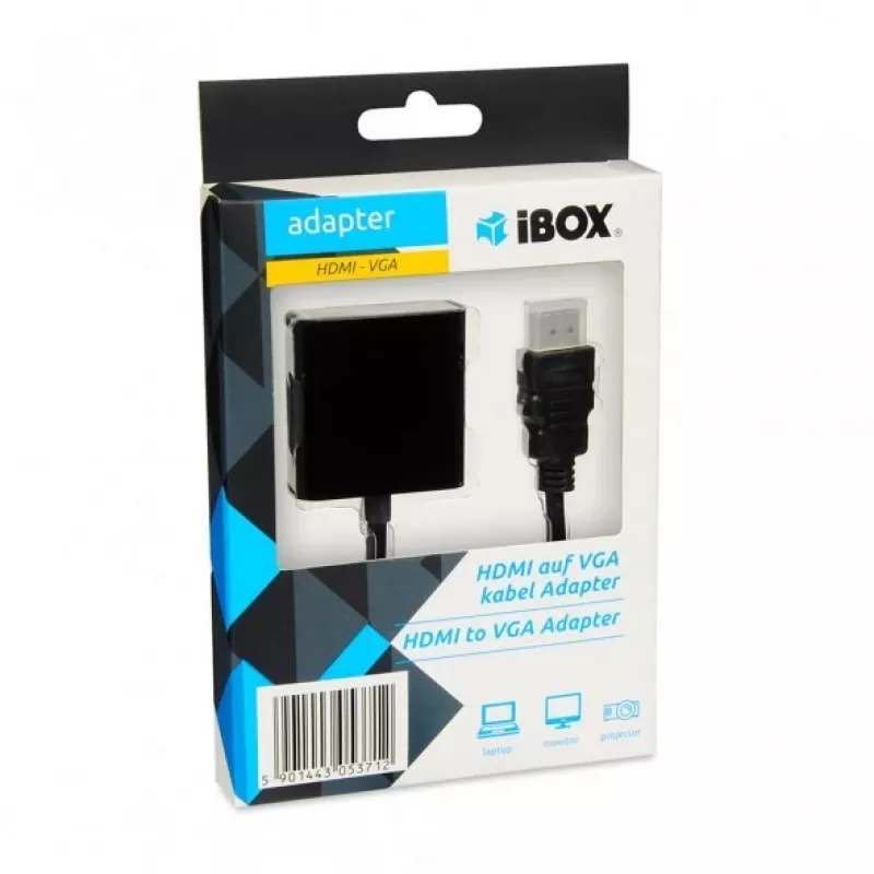 iBox IAHV01 HDMI–VGA adapteris, melns