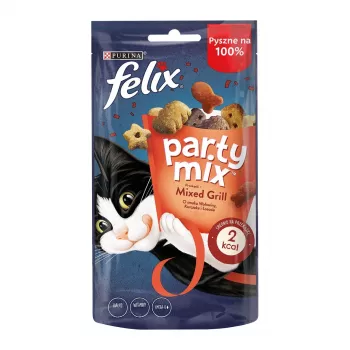Felix Party Mix grill kaķu kārumu paciņa 60 g — Felix Party Mix grill pieaugušiem kaķiem