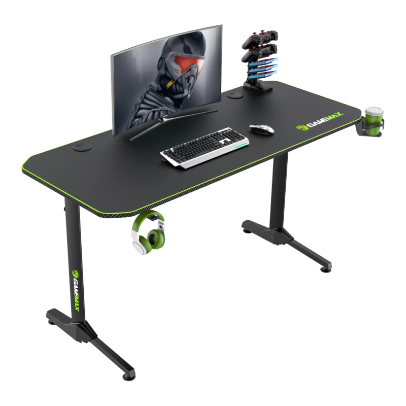 Galds GameMax D140-CARBON — spēļu/biroja galds, neto svars 20,5 kg, bruto izmēri 125×795×682 mm