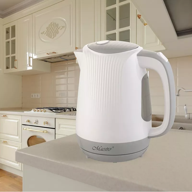 Feel-Maestro MR042 balta elektriskā tējkanna 1,7 L Pelēka, Balta 2200 W