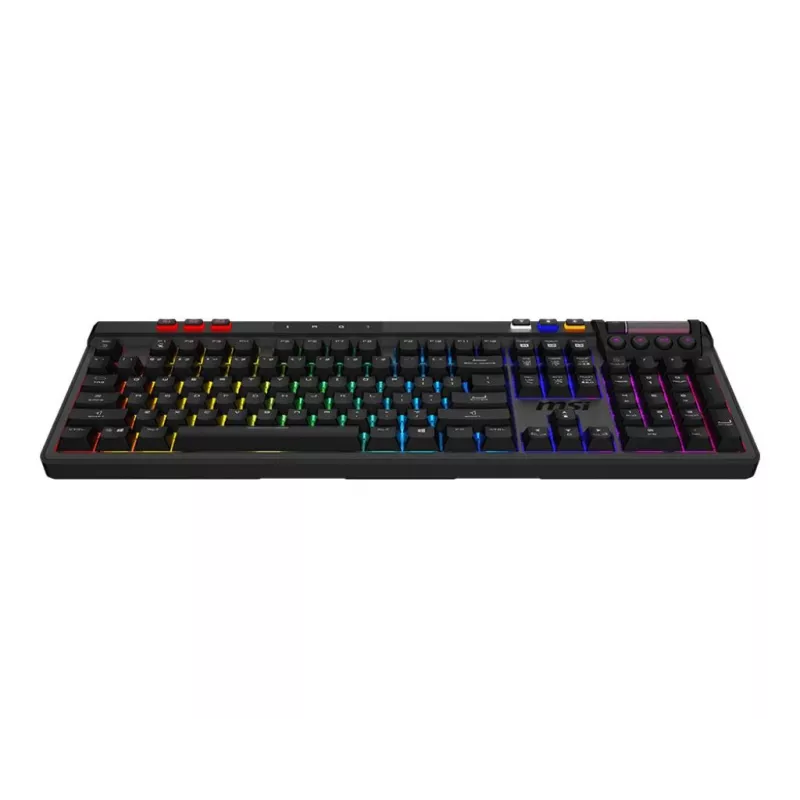 Mehāniskā spēļu tastatūra MSI Strike Pro W Silent US izkārtojums RGB fona apgaismojums, vadu, klusie taustes slēdži