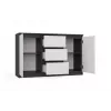 Kumode 2 durvis 3 atvilktnes top e shop M-MP-K-MAL-2D3S-ANTBIA — Antracīta rāmis, Baltas durvis, 1200×750×400 mm