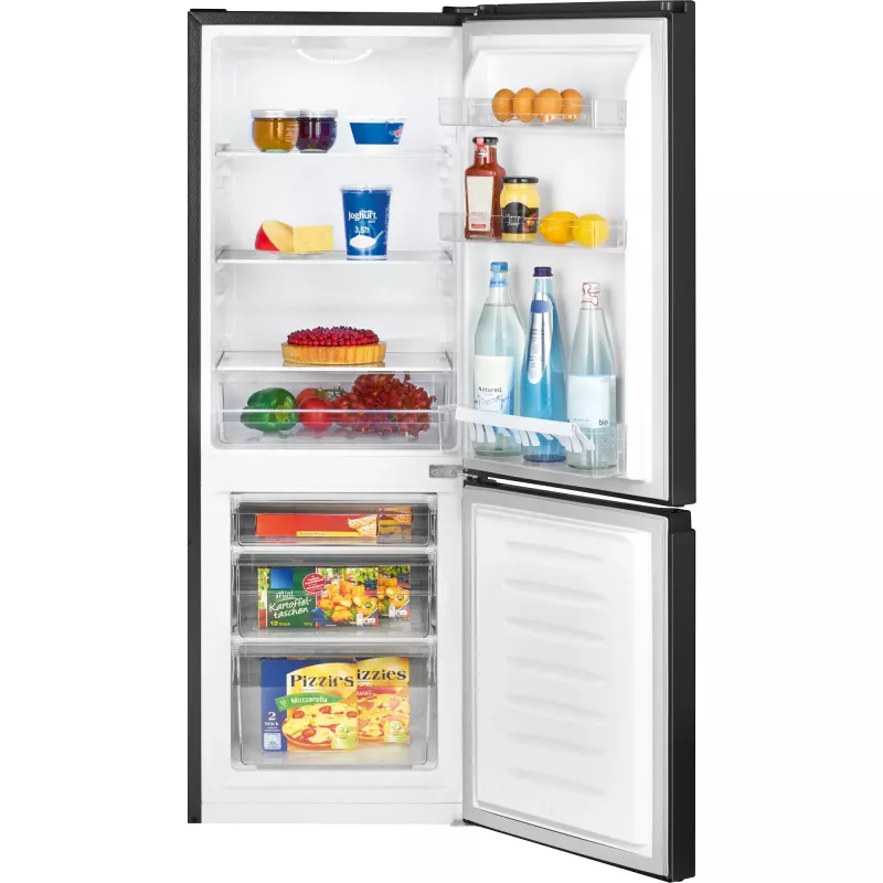 Brīvstāvošs ledusskapis BOMANN KG 320.2, 165 L kopējā (Ledusskapis 122 L, Saldētava 43 L), melns, E-klase, 143 cm