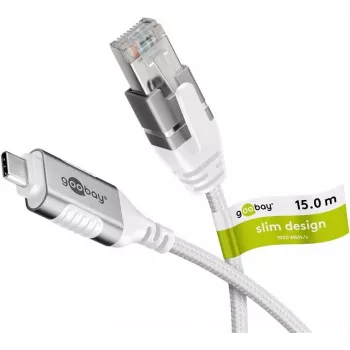 Goobay Ethernet-kabelis USB-C 3.1 to RJ45 plāns 15 m - savieno maršrutētāju, modemu vai (74392)