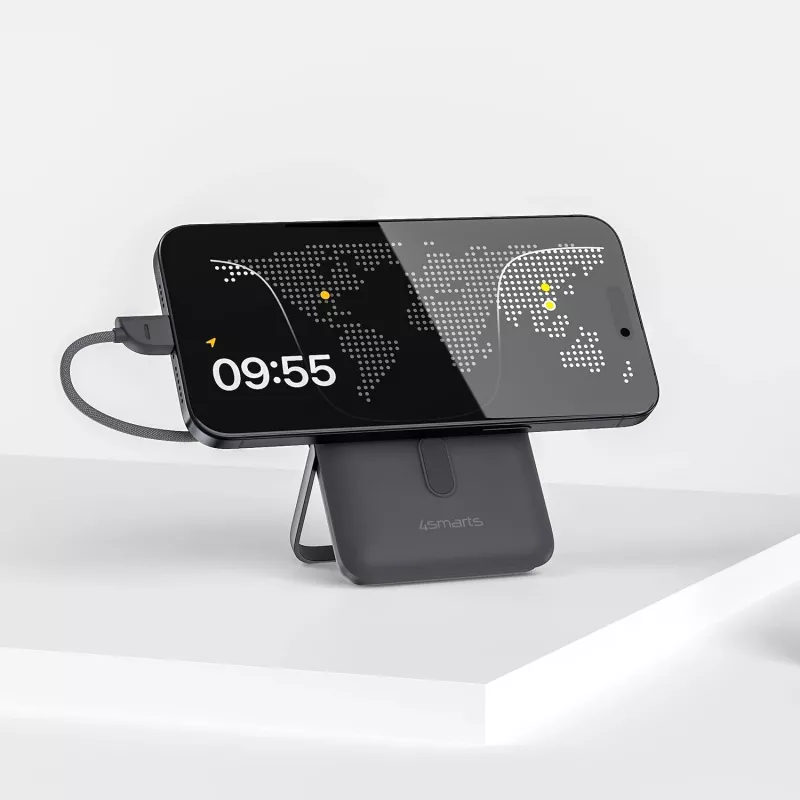 4smarts Wireless Powerbank Enterprise Pocket space pelēka (541407)