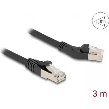 Tīkla kabelis DeLOCK RJ45 Cat.6A 45° kreisi leņķots uz taisnu 3 m melns