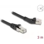 Tīkla kabelis DeLOCK RJ45 Cat.6A 45° kreisi leņķots uz taisnu 3 m melns