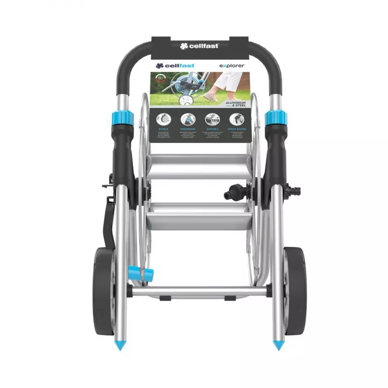 Metāla šļūteņu rati Cellfast EXPLORER 60m 1/2 colla – līdz 60 m 1/2 collas dārza šļūtenei