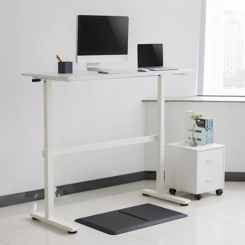 Manuāli regulējams galds Ergo Office, maks. 40 kg, maks. augstums 117 cm, ar virsmu darbam stāvus un sēdus, ER-401 W