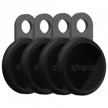 Chipolo LOOP 4er-komplekts uzlādējams Bluetooth izsekotājs, ogles krāsā, saderīgs ar Apple Find My