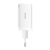 Sienas lādētājs Baseus GaN5 Pro 65W — USB + 2×USB-C (QC3.0, PD3.0) ar 1 m USB-C kabeli, balts