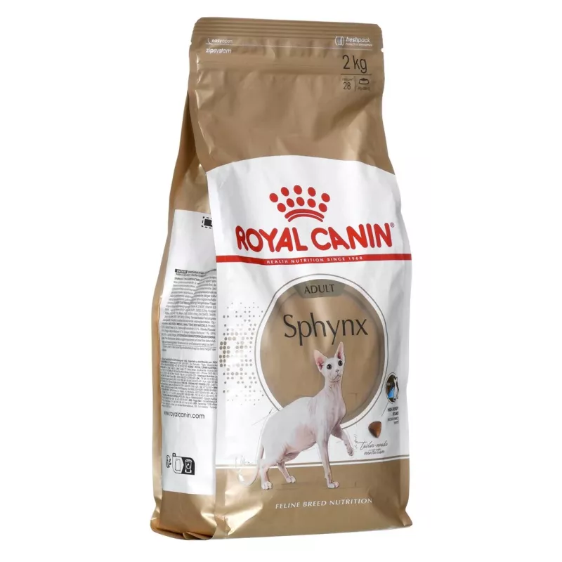 Sausā kaķu barība Royal Canin Sphynx Adult 2 kg — cūkgaļas garša, 33% olbaltumvielu, 23% tauku