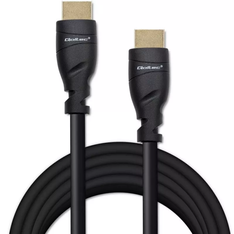HDMI 2.1 kabelis QOLTEC 5 m — 48 Gbit/s, 8K@60Hz, 26AWG, zeltīti savienotāji