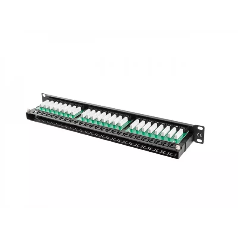 Patch panel LANBERG PPU5-1048-B 1U, 48 porti Cat5e, melns, 445×102×44,5 mm