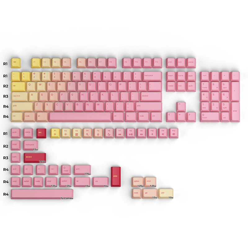 Glorious GPBT Pink Grapefruit Forge tastatūras taustiņu vāciņi, rozā