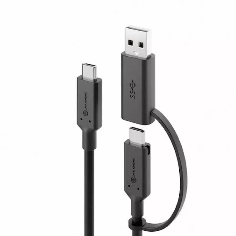 ALOGIC Elements Series USB-C uz USB-C kabelis ar USB-A adapteri, 1,2 m, 5 A, 10 Gbps