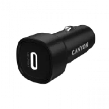 Automašīnas lādētājs CANYON OnDrive 30 PD 30W USB-C Melns — iebūvēts USB-C strāvas adapteris ar jaudu 30W PD