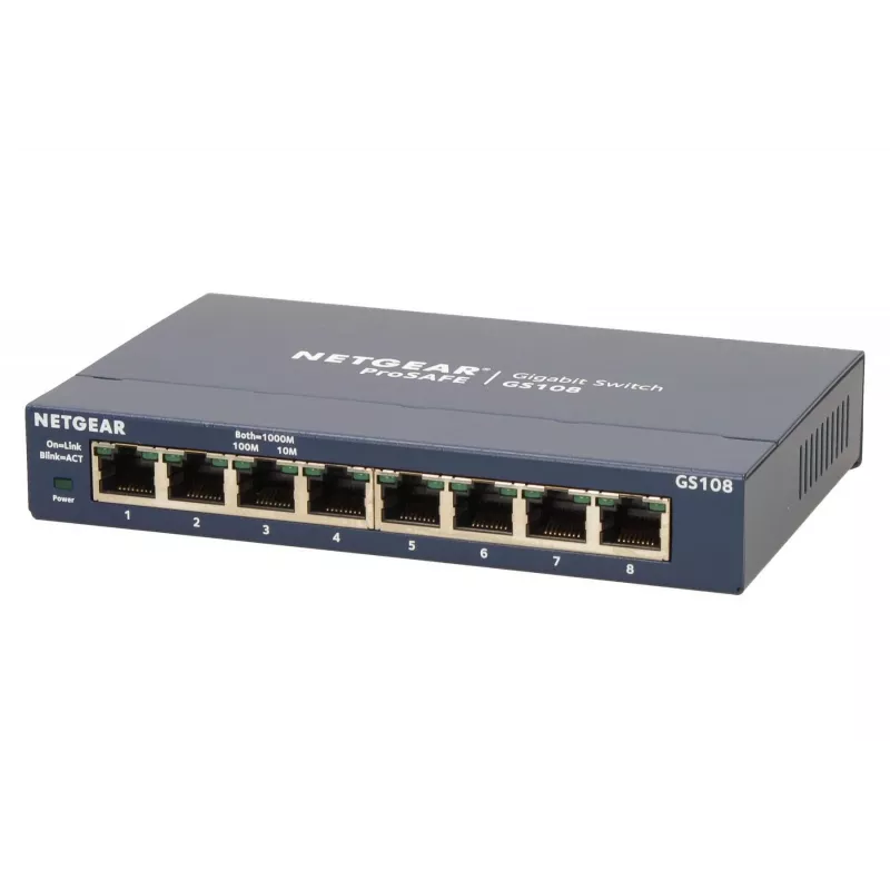Nepārvaldāms slēdzis NETGEAR GS108GE, 8 porti, Gigabit Ethernet, 16 Gbit/s