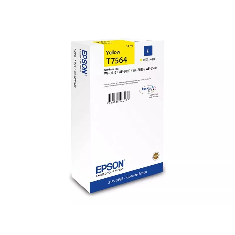 Epson C13T75644N tintes kasetne 1 gab. Oriģināla Augstas (L) ietilpības Dzeltena