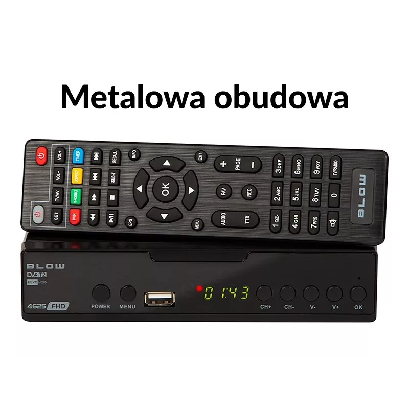 Digitālais TV uztvērējs BLOW 4625FHD DVB-T2 H.265 virszemes uztvērējs, HDMI, USB, SCART, Ethernet, S/PDIF