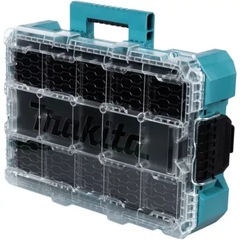 MAKTRAK Organizer deep M, instrumentu kaste zila/caurspīdīga, caurspīdīgs vāks