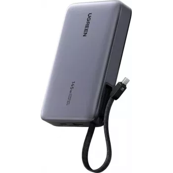 Ārējais akumulators UGREEN PB551 20 000 mAh 145 W ar 1× USB-C, 1× USB-A un integrētu kabeli (55992B)