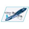 Būvniecības komplekts Cobi Boeing 737-8 — 340 detaļas, ieteicamais vecums 7+, zila un balta