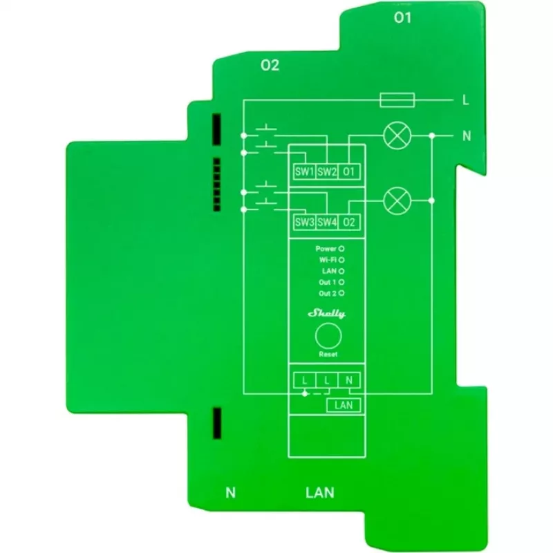 Shelly Pro Dimmer 2PM iebūvējams zils, zaļš, pelēks
