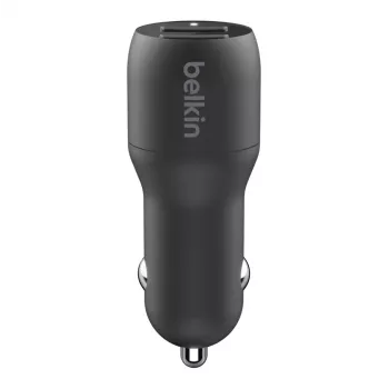 Divu USB-A automašīnas lādētājs 12W x2 Melns