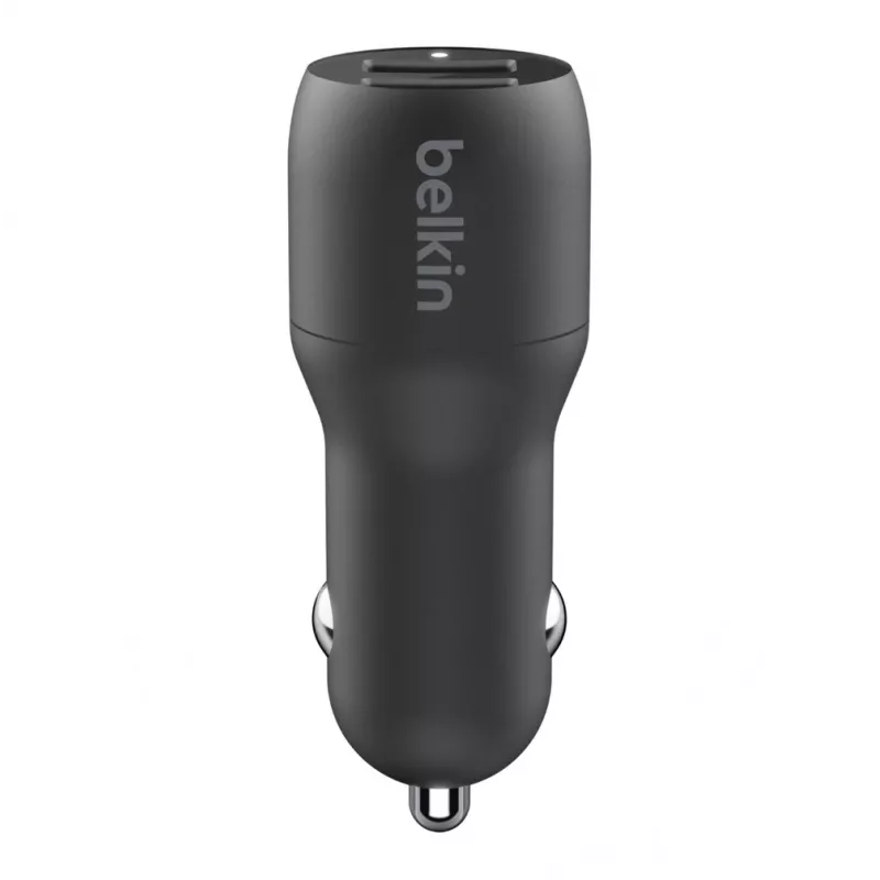 Divu USB-A automašīnas lādētājs 12W x2 Melns