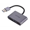 UNITEK V1304A video kabeļa adapteris 0,15 m USB Type-A HDMI + VGA (D-Sub) pelēks